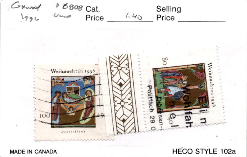 Germany, Postage Stamp, #B808 (2 Ea) Used, 1996 Christmas (AF)