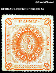 BREMEN 1863 SC 5a COAT OF ARMS RED ORANGE 2gr MINT HINGE MARK OG FINE/VERY FINE