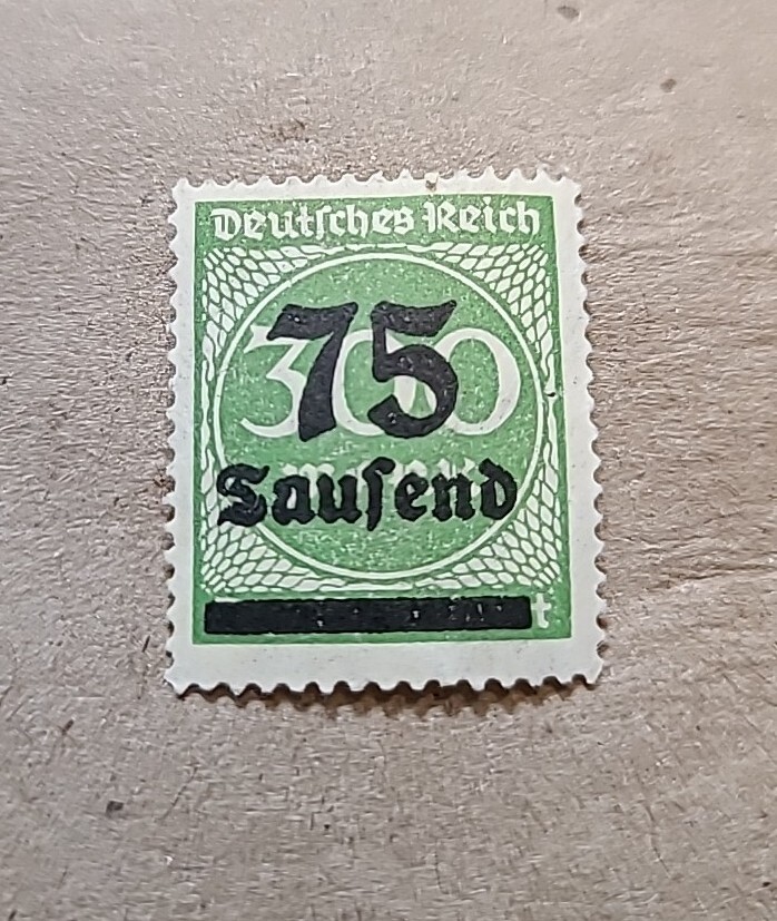 1923 Germany 75 Tausend on 300 Mark Inflation Stamp Deutsches Reich