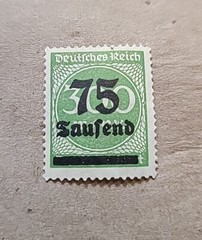 1923 Germany 75 Tausend on 300 Mark Inflation Stamp Deutsches Reich