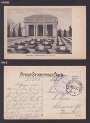 GERMANY 1916, Field postcard, German graves in Namen Namur Belgium, WWI