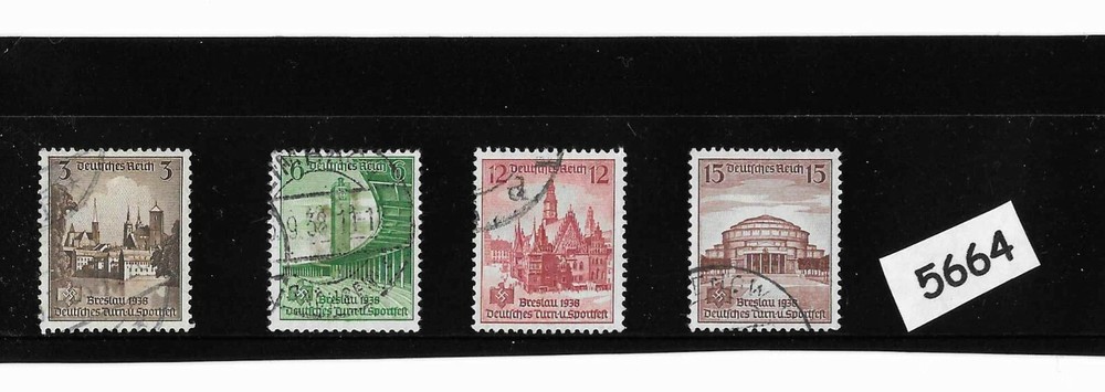 Stamp set 486-489 1938 Breslau Sports festival / Third Reich era Germany #5664