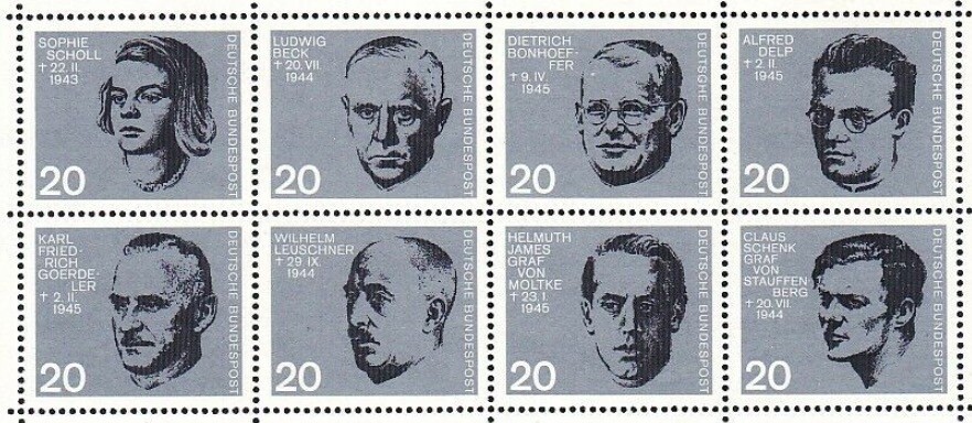 BRD FRG #Mi431-Mi438 MNH 1964 Nazi Resistance Portraits Scholl Delp [883-890]
