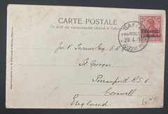1907 German Post Office In Morocco Postcard Cover To Cornwall England