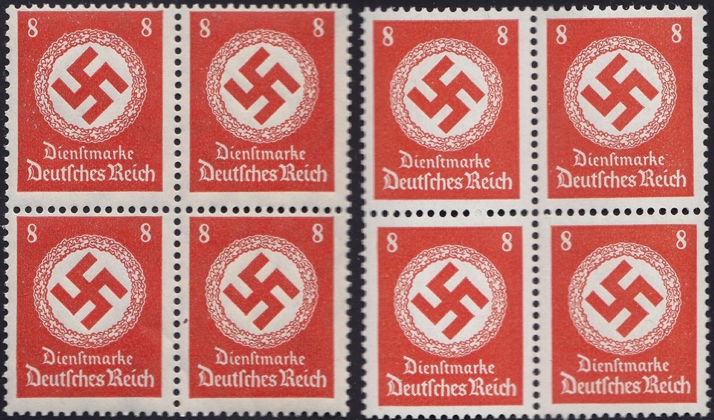 Stamp Germany Official Mi D136,70a Sc O84,96 Block SET 8pf Reich War Dienst MNH