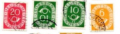 West Germany Posthorn Definitive Stamp Lot 22 Used 4pf-90pf 1951-52 Bundespost