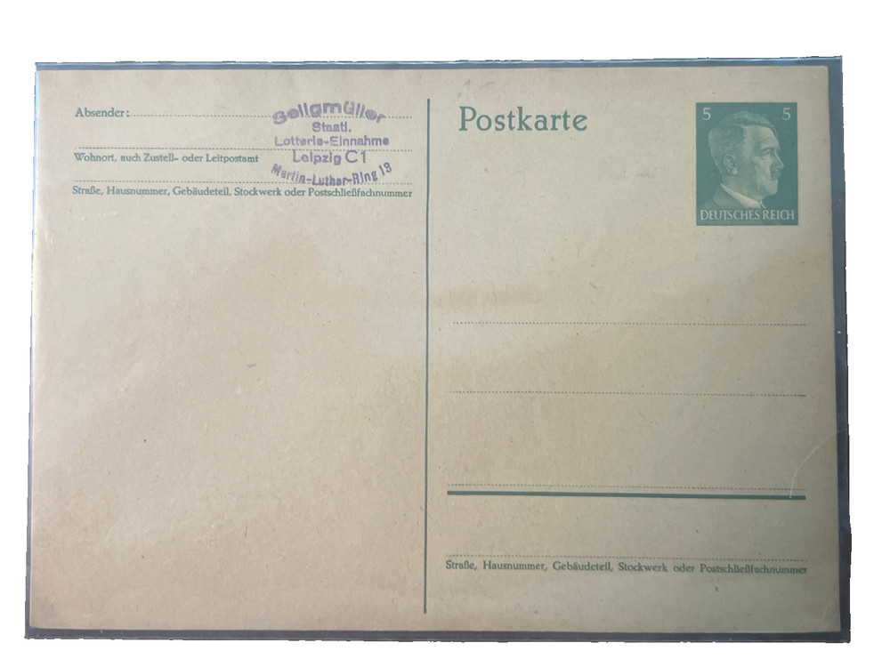 Germany WWII Deutsches Reich Postal Stationery Card 5pf Hitler Unused