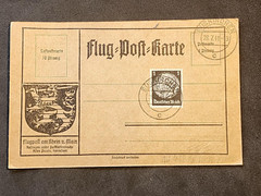 WW2 WWII German Third Reich Airmail Flug Post Karte postcard w Hindenburg stamp