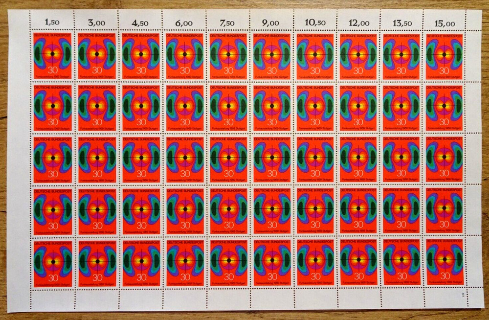 50 x Sheet No. 599 Luxus Stamp Mint Never Hinged Form Number 2 BRD 1969