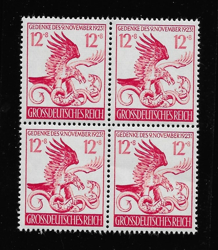 MNH 1944 stamp block 21st anniversary Munich Putsch / Third Reich Adolph Hitler