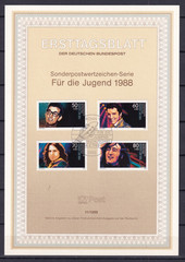Bundesrepublik ETB 1360-3 Scott B666-9 Rock Legends Lennon Elvis Morrison Holly