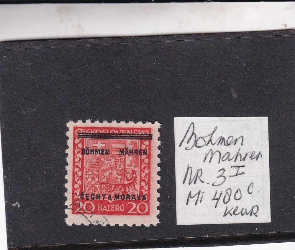 Germany ( Occupation Bohmen und M. Mi. 3 I nice stamp see scan signed cv 480€