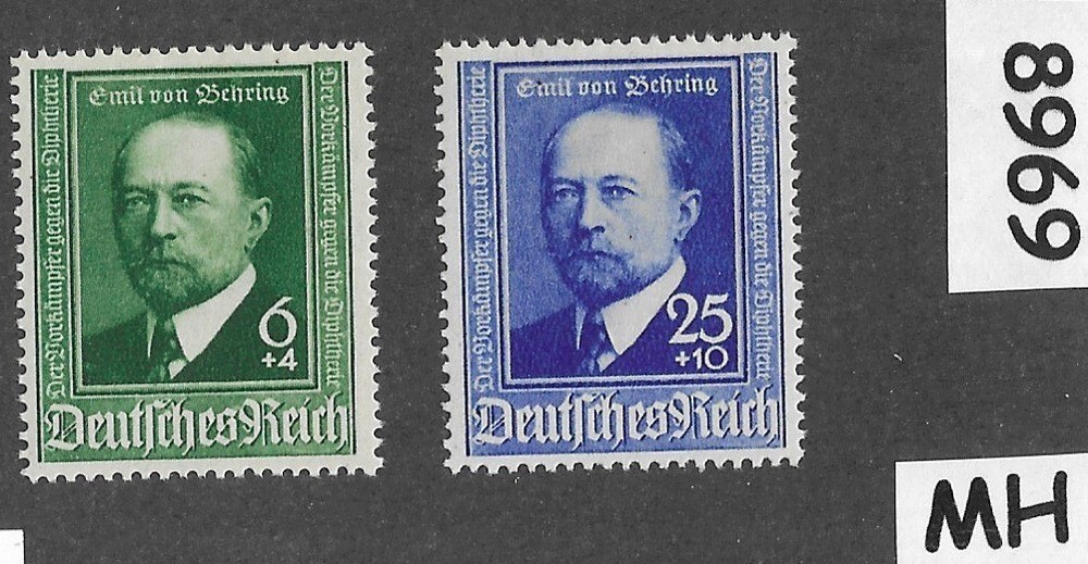 MH stamp set B186-187 Third Reich Germany 1940 Von Behring Scientist #8969