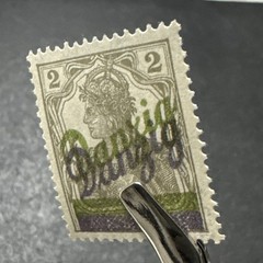 1920 Danzig 2pf MNH Double Overprinted Green & Blue Signed WMK Collectible Stamp