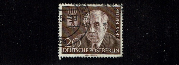 1954 Germany BERLIN 20pf Brown ERNST REUTER Sc#9N104 Used*