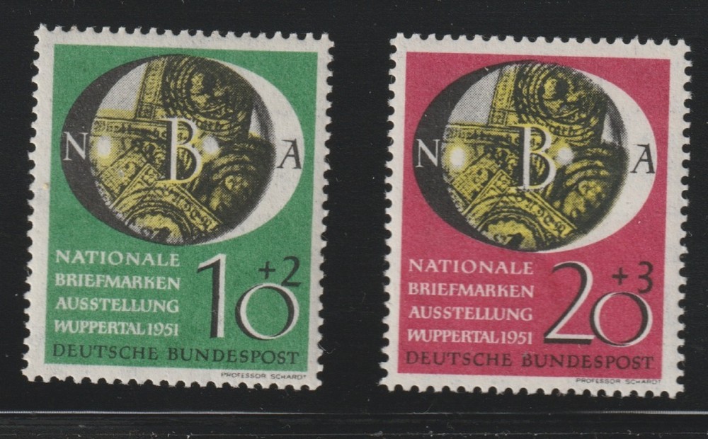 Germany 1951 Sc # B 318-19 Natl Philatelic Exposition MNH OG $ 70