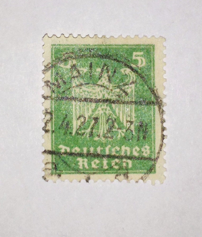 German Deutsches Reich Stamp 5 Pf Green Lozenge Watermark