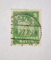 German Deutsches Reich Stamp 5 Pf Green Lozenge Watermark