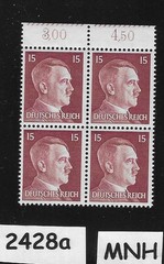 MNH stamp block 1941 Adolf Hitler PF15 Sc 514 Third Reich era Germany #2428a