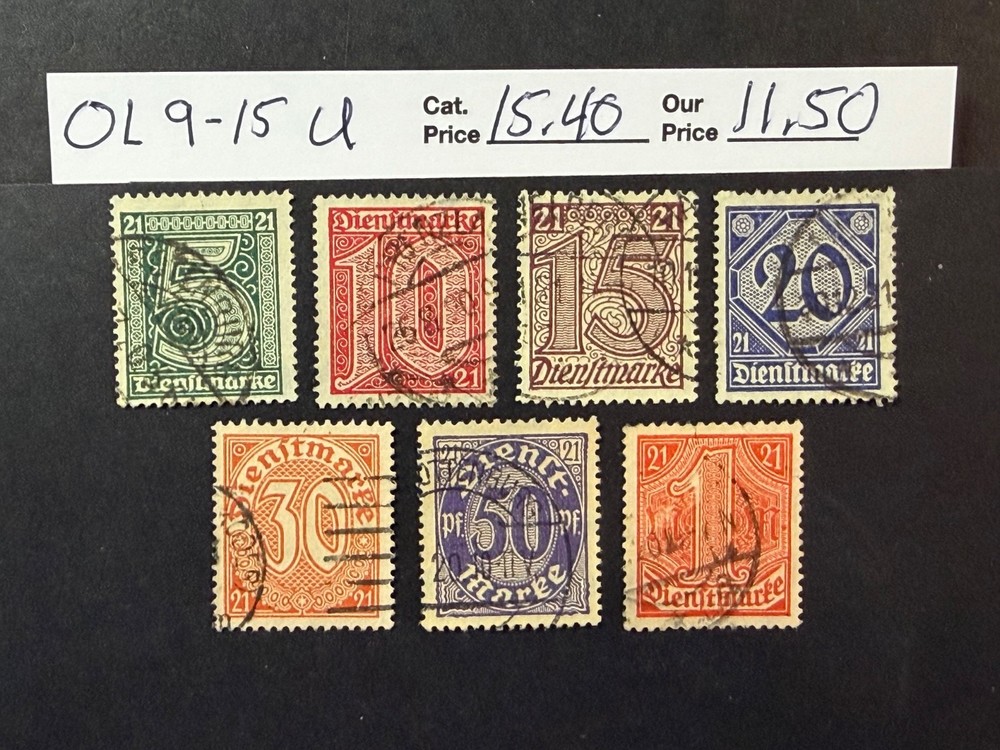 Germany # OL9 – OL15 Used 2024 Scott Catalogue Value $ 15.40