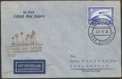 Germany 1932 Zeppelin 7th SAF Mi279 Brazil Bordpost Cover Beuerle Estate 110968