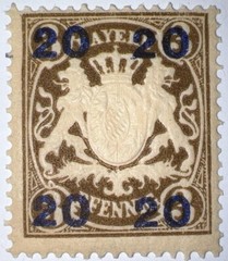 Travelstamps: 1920 Germany Bayern Overprint Stamp Scott#237, Mi 177 – Mint Og Nh