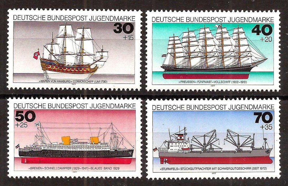 [D7718] BRD, Germany, Full set 1977 MNH** Youth Hostel, Ships, boats
