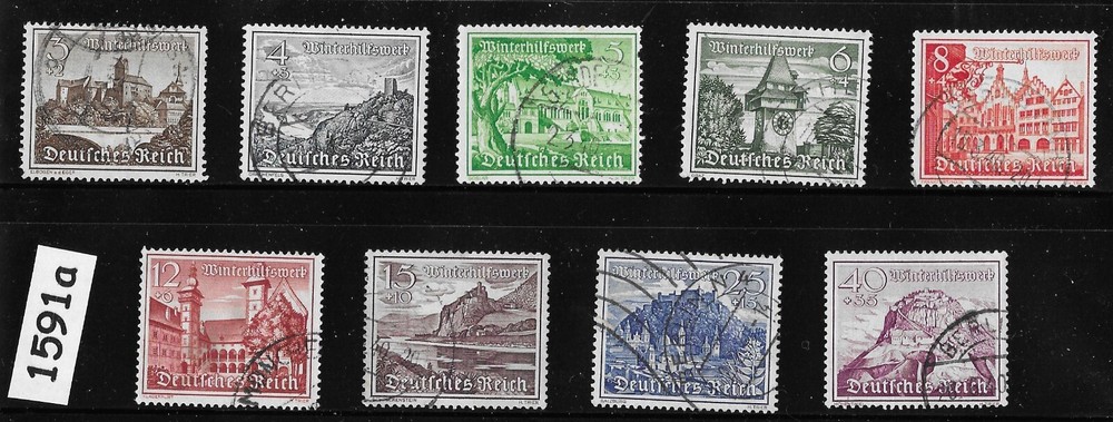Stamp set B160-B168 1939 Germany Third Reich Winter relief fund #1591a