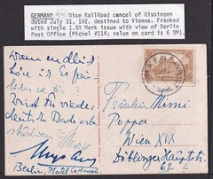 Germany Inflation 1.50M on postcard with Railroad cancel K.B.R. BAHNPOST