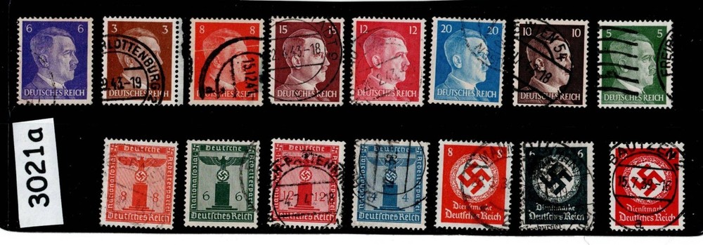Used stamp collection Hitler & Officials Swastika Third Reich Germany #3021a