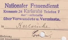 WW1 Germany National Women’s Service Wounded and Missing 1915 Enquiry Reply Card