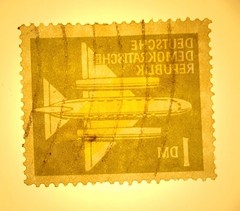 Rare used Airmail GDR stamp (Wz 2 lying), type. auction value 1200 eur