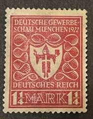 Travelstamps: Germany DR Stamp Mi 199 Sg 118 – Arms of Munich – 1 1/4m MOGH