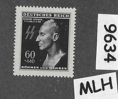 MLH Stamp Scott B20 / Heydrich / Hitlers Hangman 1943 Third Reich WWII #9634