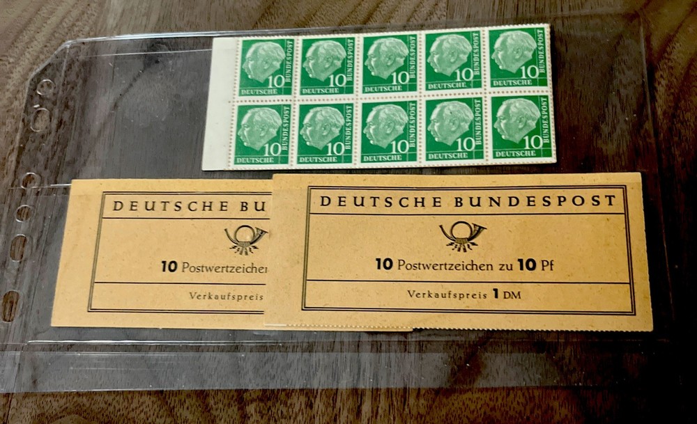 3 MNH GERMANY 🇩🇪 PRES THEODOR HEUSS 10pf BOOKLET OF 10 SEE SCAN 1319