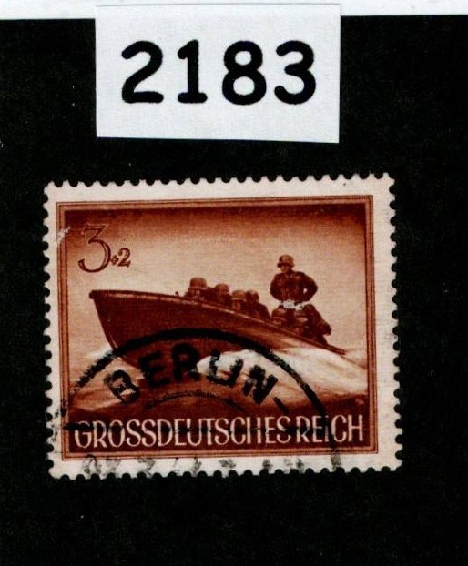 Used stamp B257 1944 WWII Germany Military Hero’s Navy patrol boat #2183