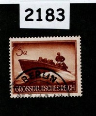 Used stamp B257 1944 WWII Germany Military Hero’s Navy patrol boat #2183