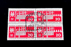 GERMANY DDR Stamp Block – 1959 Leipzig Spring Fair CTO Pictorial Cancel MNH r63