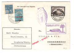 GERMANY BRAZIL 4m ZEPPELIN *MIXED FRANKING* Cover 2. SÜDAMERIKAFAHRT 1931 KZ105