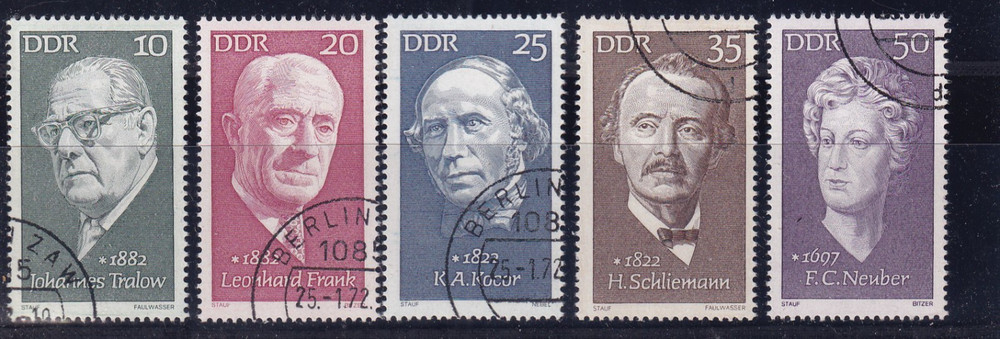 DDR used 1731-5 SC 1349-53 PFamous people- Schliemann
