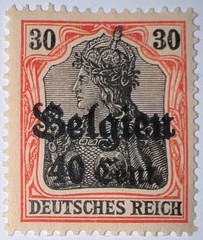 Travelstamps: Germany Offices in Belgium Stamps 30pf w/ 40c OP MOGH Wmk