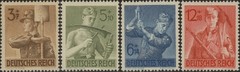 Stamp Germany Mi 850-3 Sc B237-40 1943 WW2 Fascism Labor Workers Service MNH