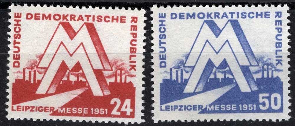 DDR Sc 78-79 Multicolor 24pf-50pf 1951 MNH Original Gum Set
