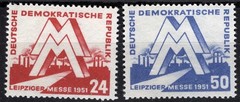 DDR Sc 78-79 Multicolor 24pf-50pf 1951 MNH Original Gum Set