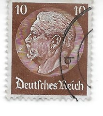 German Postage Stamp featuring the image of Paul von Hinderburg Circa 1933