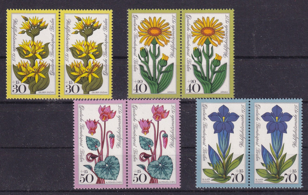 Berlin MNH ** 510-3 Scott 9NB119-22 flowers pairs