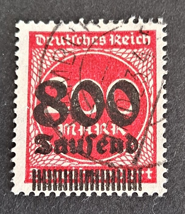 German Reich 1923 Michel # 303A 800Tsd on 200 M Lilac Red Possible Fake Postmark