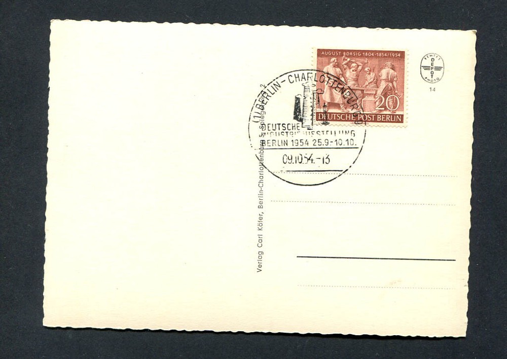 Germany – Berlin : Nice card from 1954 – CTO – fancy cancel