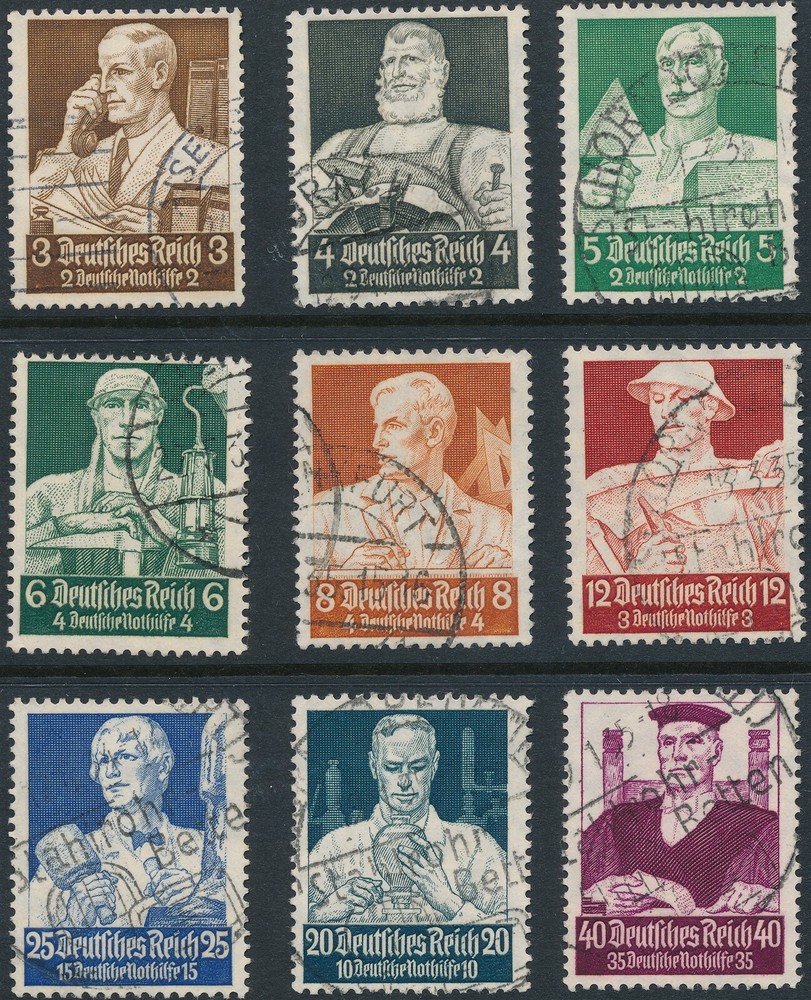 Stamp Germany Mi 556-64 Sc B59-67 1934 WWII 3rd Reich Cordless Phone Used