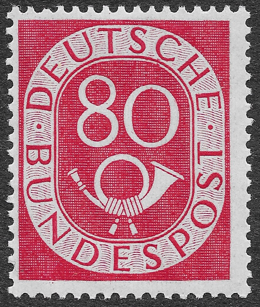 MMK Philately: Germany Scott #684 Mint Hinged Numeral and Post Horn 80pf SCV$140